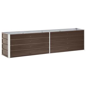 Garden Raised Bed Galvanized Steel 94.5"x15.7"x17.7" Brown