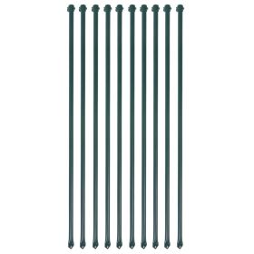 Garden Posts 10 pcs 39.4" Metal Green