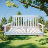 Front Porch Swing with Armrests, Wood Bench Swing with Hanging Chains,for Outdoor Patio ,Garden Yard, porch, backyard, or sunroom,Easy to Assemble,whi
