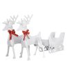 2 Deer Pulls 1 Sled PVC Garden Elk Decoration White