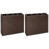 Garden Raised Bed with 4 Pots 2 pcs Poly Rattan Brown