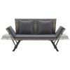 Patio Bench with Cushions 69.3" Gray Poly Rattan