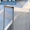 8' W x 16' D Walk-in Polycarbonate Greenhouse with Roof Vent, Sliding Doors, Aluminum Hobby Hot House for Outdoor Garden Backyard
