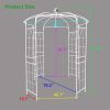 Metal Garden Arch Iron Garden Arbors Gazebo Dia 81.3'' x 114.2'' High Birdcage Shape Pergola Pavilion for Wedding Ceremony White