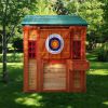 Eco-friendly Outdoor Wooden 4-in-1 Game House for kids garden playhouse with different games on every surface,Solid wood,61.4"Lx45.98'Wx64.17H