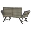 Patio Bench with Cushions 69.3" Gray Poly Rattan
