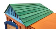 Eco-friendly Outdoor Wooden 4-in-1 Game House for kids garden playhouse with different games on every surface,Solid wood,61.4"Lx45.98'Wx64.17H
