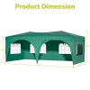 10'x20' Pop Up Canopy Outdoor Portable Party Folding Tent with 6 Removable Sidewalls + Carry Bag + 4pcs Weight Bag Green