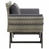 Patio Bench with Cushions 69.3" Gray Poly Rattan