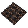 12" x 12" Interlocking Deck Tiles, Pack of 11 Outdoor Flooring Patio Tiles-Teak-AS