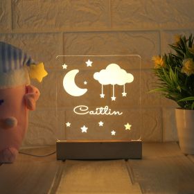LED Bedside Lamp Children's Cartoon (Option: Moon and stars-Seven colors of the spectrum-USB)