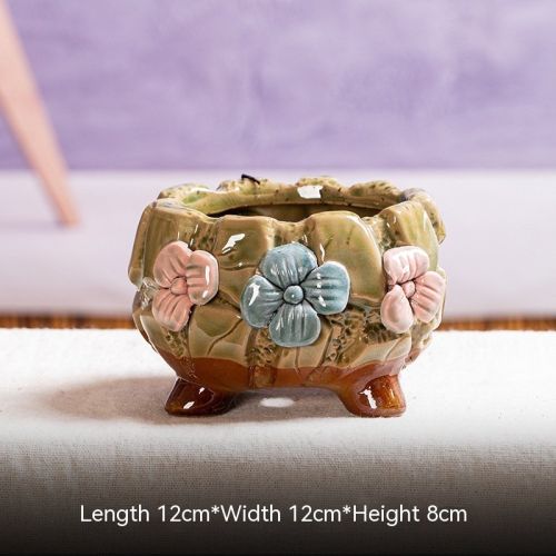 Rose Succulent Flower Pot Stoneware Korean Hand-kneading Breathable Ceramic