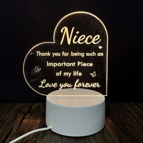 Creative 3D Night Heart Shaped Blessing Language USB Small Table Lamp (Option: Color32-Monochrome USB)