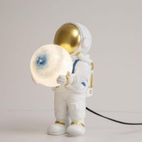 Astronaut Creative Bedroom Bedside Spaceman Lamps (Option: Monochrome Warm Light-Blue Planet Plug)