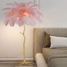 Decorative Resin Feather Floor Lamp For Living Room And Bedroom (Option: Pink-UK)