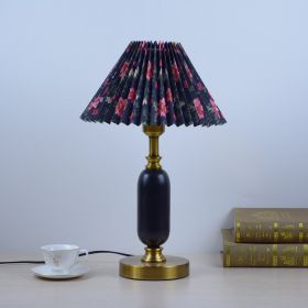 Warm Chinese Style Ceramic Wedding Master Bedroom Decorative Lamp (Option: Black printed pleats-Dimmer Switch-US)